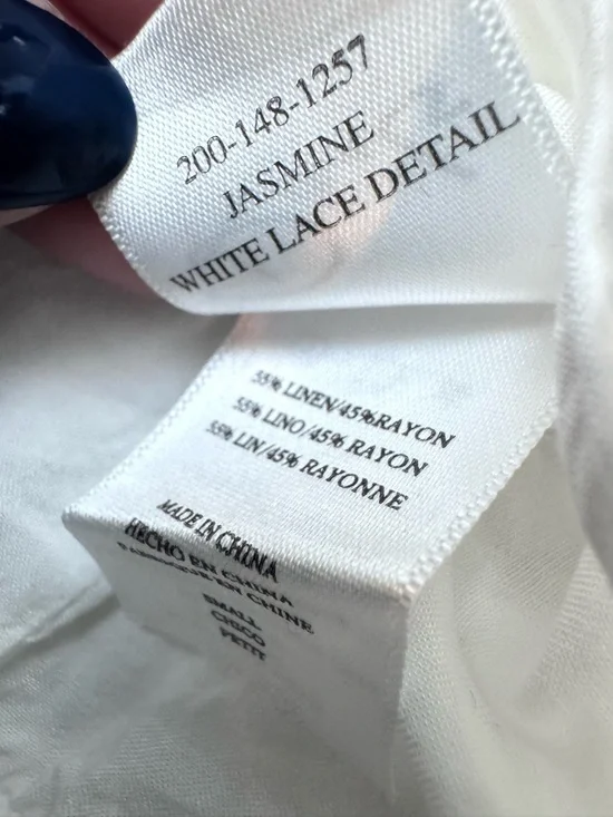 Rails Jasmine White Lace Detail Dress Women’s Small Linen Cotton Blend $228 - Picture 10 of 12